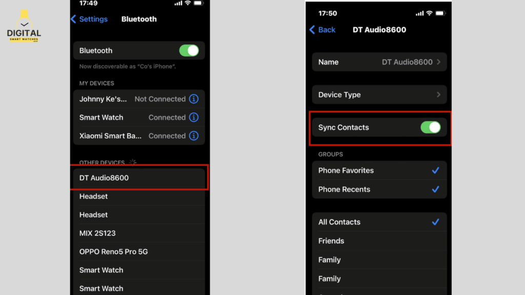 How To Sync Contacts To Smartwatch from iPhone